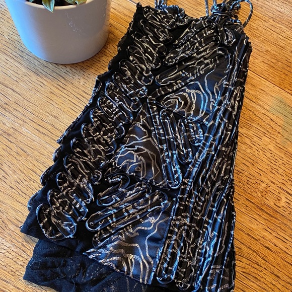 Vintage 90s Strappy Black Metallic Tank Top - 4 - Picture 5 of 5